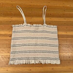 American Eagle smocked beige stripe tank top/tube top